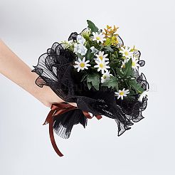 2袋プリーツガーゼ糸の花束ラッピング包装  装飾を与える母の日の贈り物に適しています  ブラック  4572x280mm  5ヤード/袋&nbsp;OP-NB0001-13A