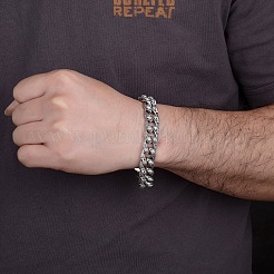 Tibetan Style Alloy Skull Link Chain Bracelet Men&nbsp;WG16695-01