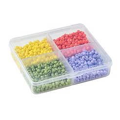 800個 4スタイルミックススタイルガラスラウンドシードビーズ  ミックスカラー  3~3.5x2mm  穴：1~1.2mm  200個/スタイル&nbsp;SEED-FS0001-18A