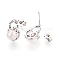 Brass & Natural Pearl Stud Earrings&nbsp;PEAR-N020-WX13