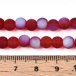 曇った透明ガラスビーズ連売り  ラウンド  半分メッキ  ABカラーメッキ  暗赤色  6~6.5mm  穴：0.9mm  約67~70個/連  14.57~15.16''（37~38.5センチメートル）&nbsp;GLAA-T032-T6mm-MBB20