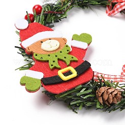 プラスチック製のクリスマスリースの装飾  玄関のクリスマスの屋内の家の装飾のため  クマの柄  160~180mm&nbsp;HJEW-B002-01