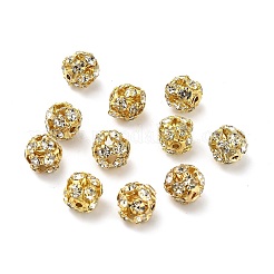 7mmの真鍮クリスタルラインストーンビーズ  ラウンド  ジュエリープロジェクト向け  ゴールドカラー  7x7.5mm  穴：1mm&nbsp;KK-S519-01B-02G