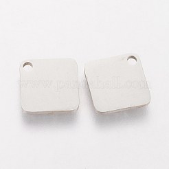 変色しにくい304ステンレススチールチャーム  菱形  ステンレス鋼色  10x1mm&nbsp;STAS-Q201-T413