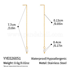 女性用、304ステンレススチール製、天然淡水パール付きイヤリング。  ゴールドカラー  77x4mm&nbsp;ZH8467