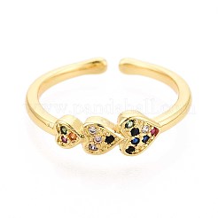女性のための真鍮マイクロパヴェキュービックジルコニアカフリング  ハート  18KGP本金メッキ  5.5mm&nbsp;KK-T071-61G
