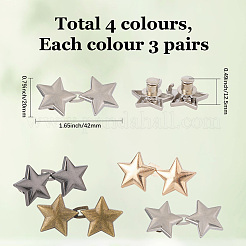 12Pcs 4 Colors Star Alloy Adjustable Jean Button Pins&nbsp;AJEW-DJ0004-83