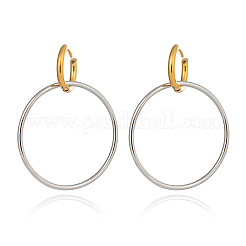 Stainless Steel Two Tone Ring Hoop Earrings&nbsp;DV3825