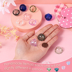 透明ガラスビーズキャップ12色6個  花  マルチ花弁  ミックスカラー  23.5~24x15mm  穴：4mm  2個/カラー&nbsp;GLAA-TA0002-06