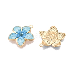 メッキ合金エナメルチャームラック  カドミウムフリー＆ニッケルフリー＆鉛フリー  ライトゴールド  花のチャーム  空色  27.5x25x3.5mm  穴：2mm&nbsp;ENAM-N056-365KCG-04