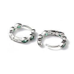 Green Cubic Zirconia Horse Eye Wrap Hoop Earrings&nbsp;LS-EJEW-K083-34P-C