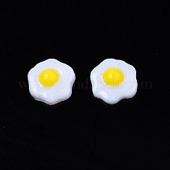 不透明樹脂デコデンカボション  食べ物を再生する  模造食品  目玉焼き  ホワイト  6x6.5x2mm&nbsp;X-CRES-S307-029