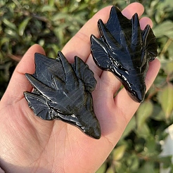 Natural Golden Sheen Obsidian Carved Dragon Figurines&nbsp;PW-WG46613-01