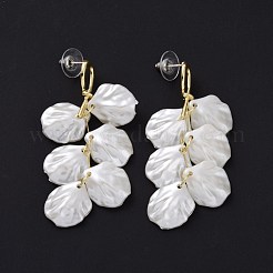 アクリルイミテーションシェルダングルイヤリング  女性用合金ドロップイヤリング、スターリングシルバーピン925本付き  ホワイト  58mm  ピン：0.8mm&nbsp;EJEW-L281-02LG