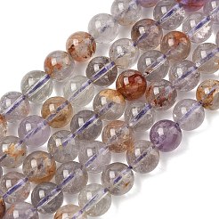 天然の紫色のファントムクォーツ、紫色のロドライトクォーツビーズ連売り  ラウンド  8.5~9mm  穴：0.8mm  約46個/連  15.28インチ（38.8cm）&nbsp;G-L644-D01-8mm