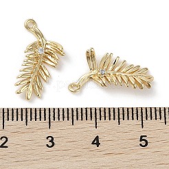 真鍮マイクロパヴェクリアキュービックジルコニアペンダント  カドミウムフリー＆ニッケルフリー＆鉛フリー  葉  18KGP本金メッキ  18.5x8x4mm  穴：1mm&nbsp;KK-G491-11G