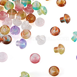 80個8色透明ガラスビーズ  キノコ  ミックスカラー  13.5x13.5mm  穴：1.6mm  10個/カラー&nbsp;GLAA-CD0001-17