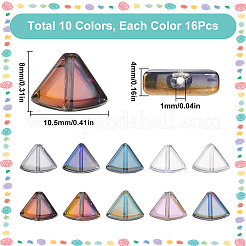 160個 10スタイル電気メッキ透明ガラスビーズ連売り  ファン  ミックスカラー  8x10.5x4mm  穴：1mm  16個/スタイル&nbsp;EGLA-SP0001-21