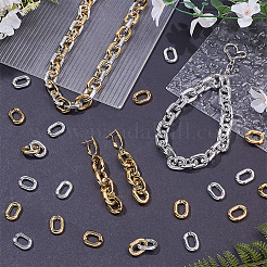 160個 2色アクリルクイックリンクコネクター  オーバル  ゴールデン＆シルバー  19x13.5x4mm  内径：5.5x11.5mm  80個/カラー&nbsp;PACR-SP0001-11A