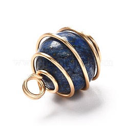 混合天然石ペンダント  18KGP本金メッキ緑銅線製  ラウンド  18x12~13mm  穴：2.5~3mm&nbsp;PALLOY-JF00910