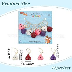 12 個 4 色レジンティアドロップと漫画の顔模様チャームロックステッチマーカー  プラスチック製の耳ナットと304ステンレススチール製のイヤリングフック付き  ミックスカラー  40mm  ピン：0.8mm  3個/色&nbsp;HJEW-PH01513