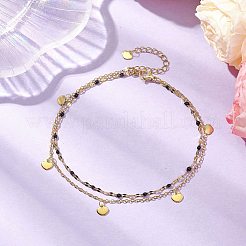 304 Stainless Steel Double Layer Chain Anklets&nbsp;AJEW-AN00632-05