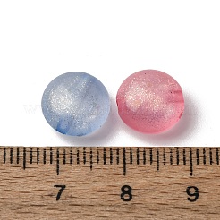 明るい透明なアクリルビーズ  フラットラウンド  グリッターパウダー付き  暗闇で光る  ミックスカラー  10~10.5x6mm  穴：1.6mm  1219個/ 500g&nbsp;LACR-S001-04