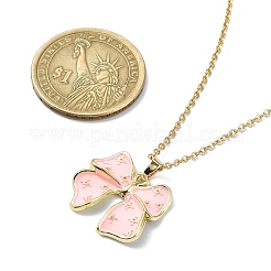 304ステンレスネックレス  アズキチェーン  女性用蝶結び合金エナメルペンダントネックレス  ゴールドカラー  ミックスカラー  15.94インチ（40.5cm）&nbsp;NJEW-JN05033