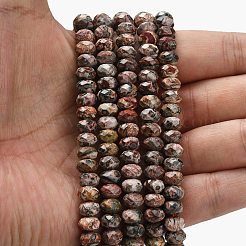 天然ヒョウ肌ジャスパービーズ連売り  多面カット  ロンデル  8x5.5mm  穴：1.2mm  約69個/連  15.16''（38.5センチメートル）&nbsp;G-Z111-A23