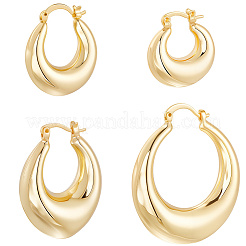 4 Pairs 4 Styles Rack Plating Brass Chunky Hoop Earrings for Women&nbsp;EJEW-BBC0001-94