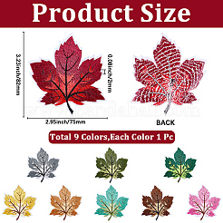 9Pcs Leaf Computerized Embroidery Cloth Iron on/Sew on Patches&nbsp;PATC-WH20006-007