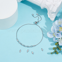 10Pcs 925 Sterling Silver Pave Clear Cubic Zirconia Flat Round Links Connector Charms&nbsp;STER-BC0004-22P