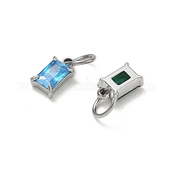 304 Stainless Steel Pave Cubic Zirconia Charms&nbsp;CU-CBABCF3-01P