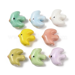 ハンドメイドの磁器セラミックビーズ  鳥  光沢釉の磁器  ミックスカラー  14.5x15x9mm  穴：2.5mm&nbsp;PORC-Z003-02