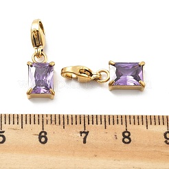長方形 304 ステンレス ラインストーン ペンダント 装飾  カニカン付き  イオンプレーティング（ip）  14KGP本金メッキ  ミックスカラー  20mm&nbsp;STAS-L283-42G