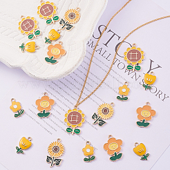 50個5スタイル環境にやさしい亜鉛合金ペンダント  エナメル  花  カドミウムフリー＆ニッケルフリー＆鉛フリー  きいろ  19.5~28x11~20x1.5~3mm  穴：2mm  10個/スタイル&nbsp;ENAM-CJ0001-88