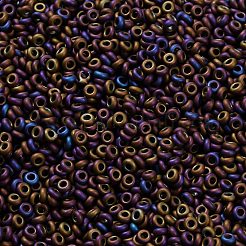 トーホー 8/0 デミラウンドビーズ  日本製シードビーズ  （615)マットカラーアイリスパープル  3x1.15mm  穴：1.2mm  約33500個/ポンド（450g）&nbsp;SEED-DR08-0615