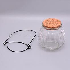 空のガラスの願いのボトル  ビーズコンテナ  コルク栓と鉄の取っ手付き  カボチャ  透明  8.1x7.8cm&nbsp;GLAA-WH0028-10