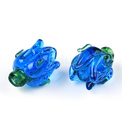手作りランプワークビーズ  花  コーンフラワーブルー  16x14~15mm  穴：1.2mm&nbsp;LAMP-B025-02A-07