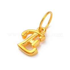 丸カン付きスターリングシルバーレターチャーム925個  ゴールドカラー  文字e  10.5x8x2mm  穴：5mm&nbsp;LS-STER-R008-01G-E