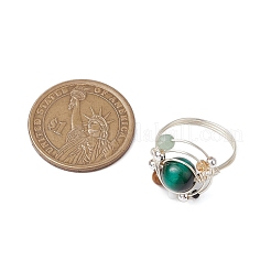Planet Natural Green Aventurine Finger Rings&nbsp;RJEW-TA00165-02