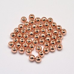 ラックメッキ真鍮丸型スペーサービーズ  カドミウムフリー＆鉛フリー  ローズゴールド  3mm  穴：1mm&nbsp;X1-KK-I601-3mm-RG-RS