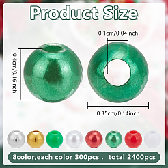 2400Pcs 8 Styles Christmas Theme DIY Round ABS Plastic & Acrylic Beads Findings Kits&nbsp;DIY-AR0004-48