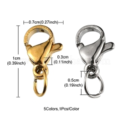 5Pcs 5 Colors 304 Stainless Steel Lobster Claw Clasps&nbsp;STAS-YW0001-57