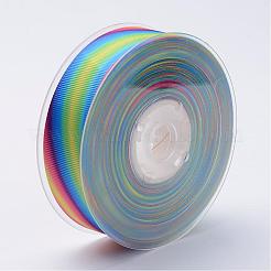 ポリエステルグログランリボン  印刷  カラフル  1インチ（25mm）  約100ヤード/ロール（91.4メートル/ロール）&nbsp;ORIB-N0001-25mm-01