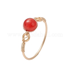 7Pcs 7 Styles Round Chakra Natural & Synthetic Gemstone Beads Finger Rings&nbsp;RJEW-JR00793-02