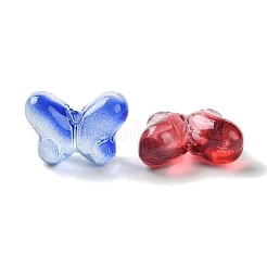 透明ガラスビーズ  蝶  ミックスカラー  10x14x5.5mm  穴：1mm&nbsp;GLAA-O023-13