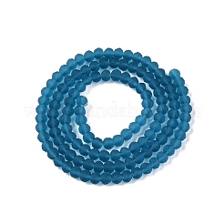 透明ガラスビーズ連売り  多面カット  艶消し  ロンデル  スチールブルー  3.5~3.8mm  穴：1mm  約105~110個/連  29~31cm&nbsp;LS-EGLA-A044-T3mm-MD27