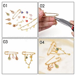 アイアン製ブローチパーツ  キルトピン  ニッケルフリー  18KGP本金メッキ  50x15x5mm  穴：2mm  ピン：1.5mm&nbsp;X-KK-S345-025-1