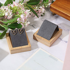 ベルベットイヤリングディスプレイスタンド  竹の地下室付き  グレー  5.55x6.5x2.2cm&nbsp;ODIS-WH0086-102